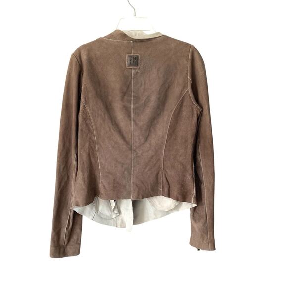 Freaky National Leather Cotton Lined Moto Biker Jacket Brown size small - Picture 4 of 11